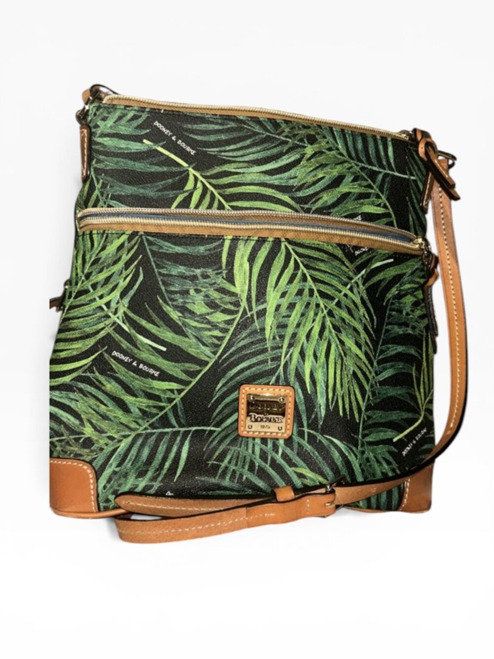 Dooney & Bourke Palm Leaf Crossbody Bag + Matching Wristlet Tropical EUC - Picture 6 of 15